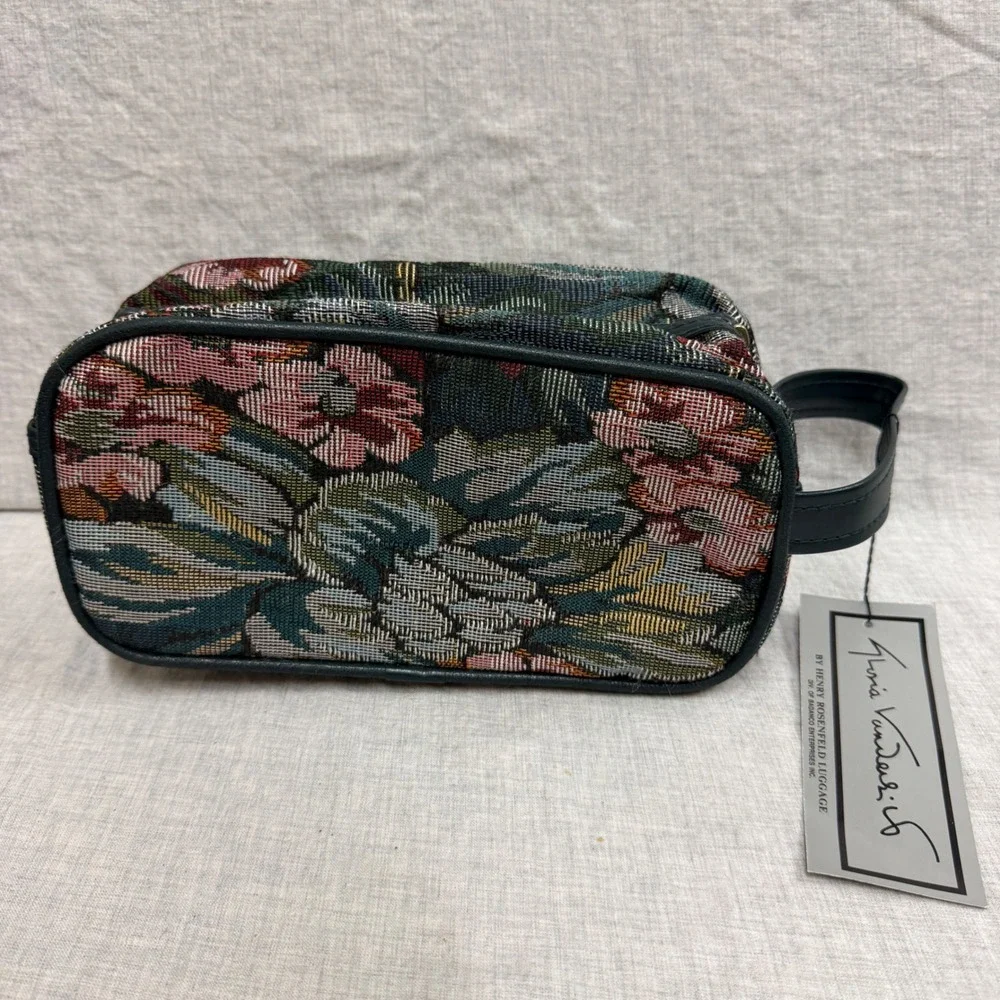 Gloria Vanderbilt Floral Tapestry Cosmetic Bag Toiletry Case GV68010-6 Vintage